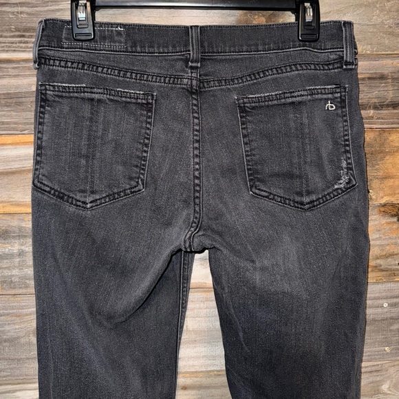Rag & Bone Skinny Jeans Women's 29 Black Stretch Denim Low Rise Distressed Pants - Picture 5 of 8